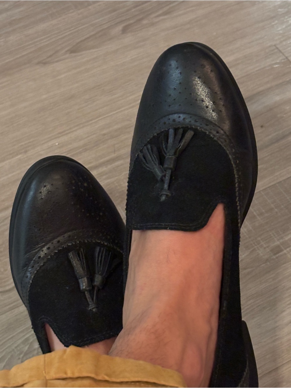 Earth Black Tassel Loafers for Men - Suede & Leather